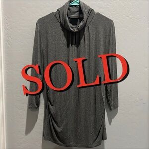 New York & Company Turtleneck Cowl Neck, Peephole, Tunic. Heather Gray, Sz Large